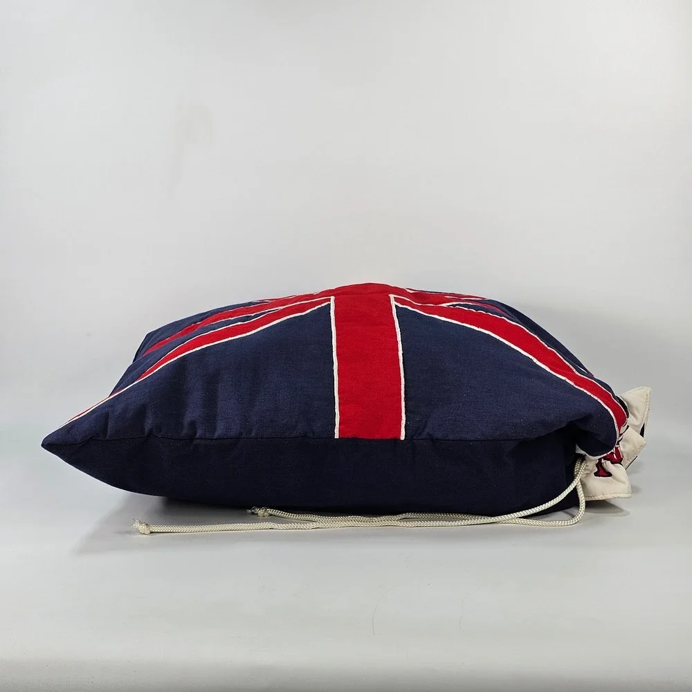 Harrods London Union Jack Drawstring Laundry Storage Bag Navy Blue Canvas
